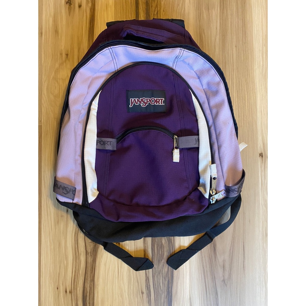 Vintage JanSport Colorblock Backpack Purple Lavender Y2K School Multi-Pocket